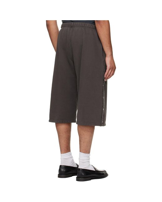 Les Tien Gray Part Snap Shorts for men