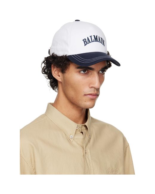 Balmain Blue Two-Tone Cotton Cap for men
