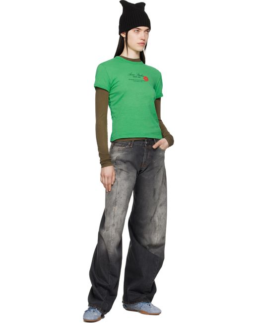 Acne グリーン ロゴプリント Tシャツ Green