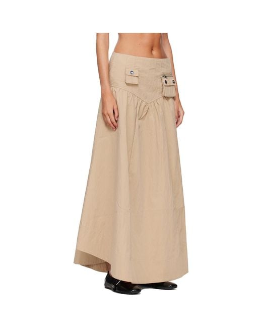Ganni Natural Washed Cotton Corset Maxi Skirt