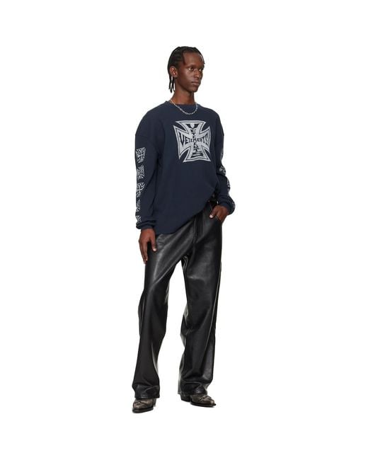 Vetements Blue Biker Cross Waffle Longsleeve T-Shirt for men