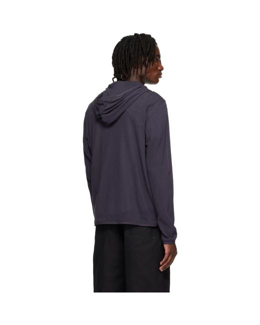 Amomento Blue Mesh Hooded Zip Jacket for men