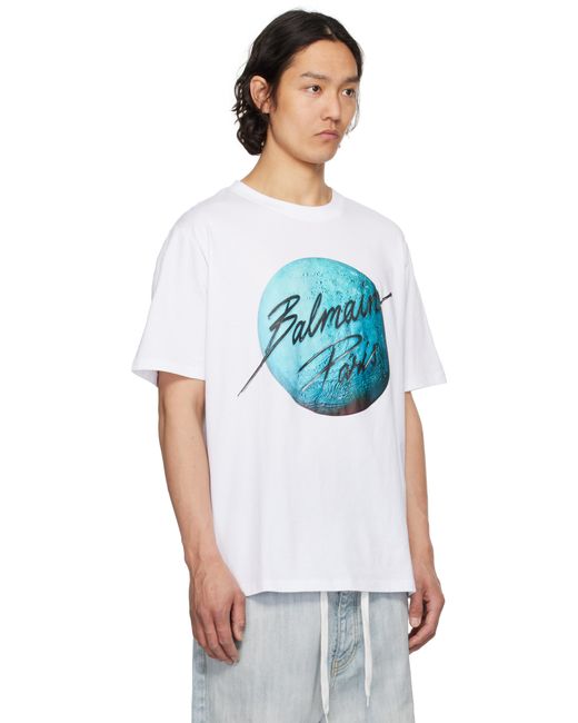 Balmain Blue Printed T-Shirt for men