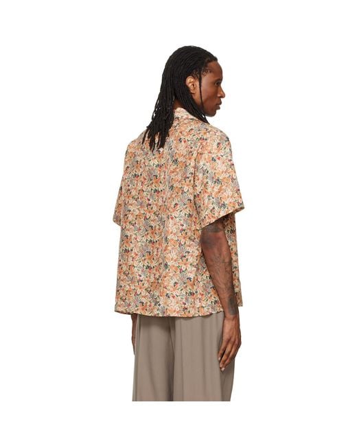 Valentino Brown Floral Silk Bowling Shirt for men