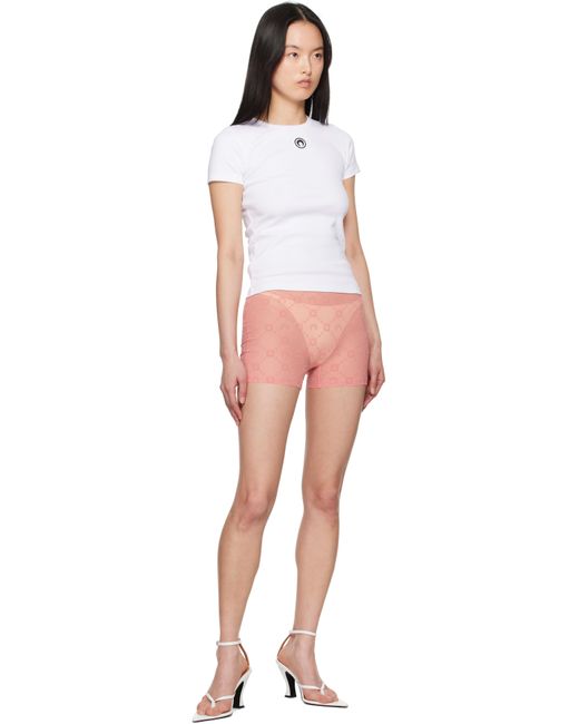 MARINE SERRE ホワイト Moon ロゴ ジャージ ベビーフィット Tシャツ Multicolor