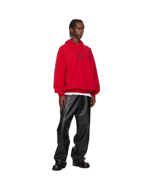 Vetements Red Tripple Biker Cross Logo Hoodie for men