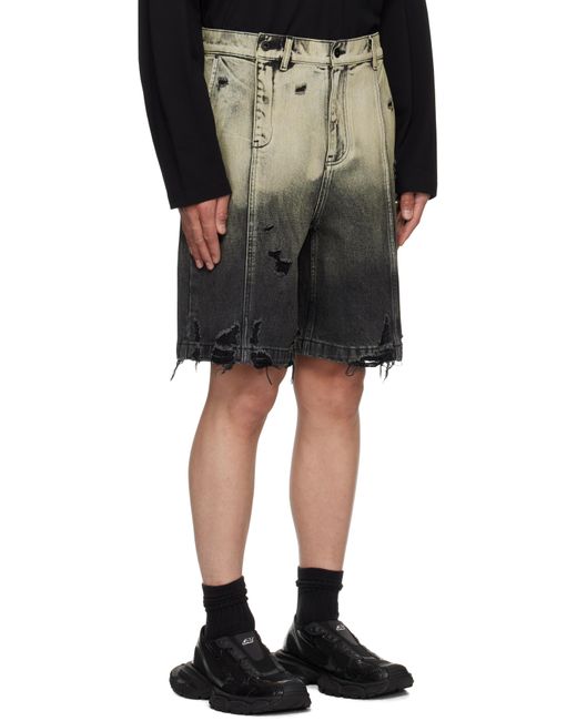 Feng Chen Wang Black Gradient Denim Shorts for men