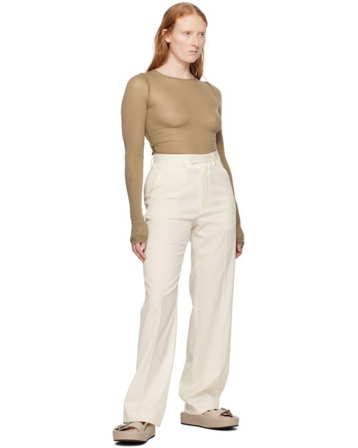 MM6 by Maison Martin Margiela Natural Off-white Creased Trousers