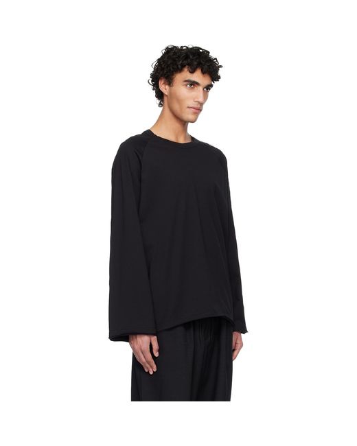 Y-3 Black Raw Edge 3-stripes Long Sleeve T-shirt for men