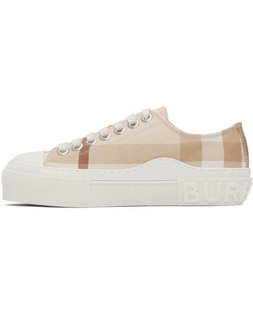 Burberry Natural Jack Vintage-check Cotton-leather Low-top Trainers