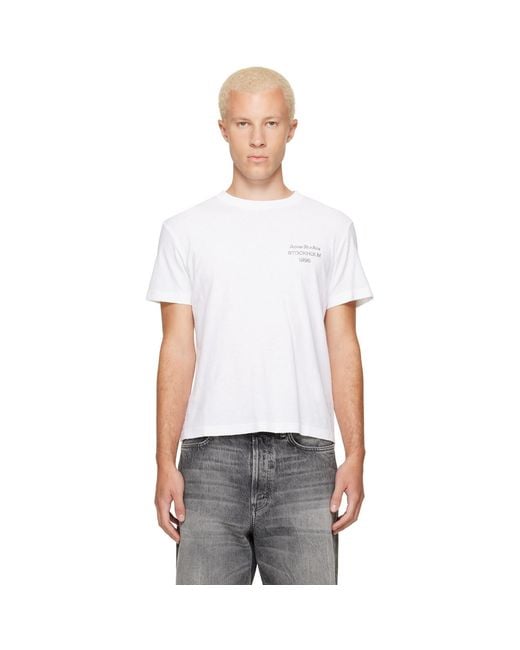 Acne White '1996' Logo T-Shirt for men