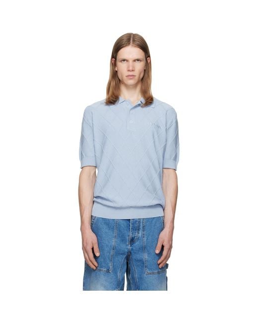 Balmain Blue Vintage Knit Polo for men