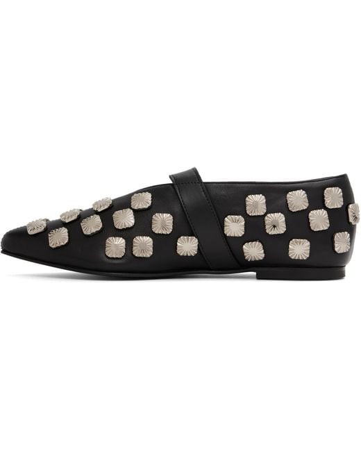 Toga Black Soft Leather Ballerina Flats