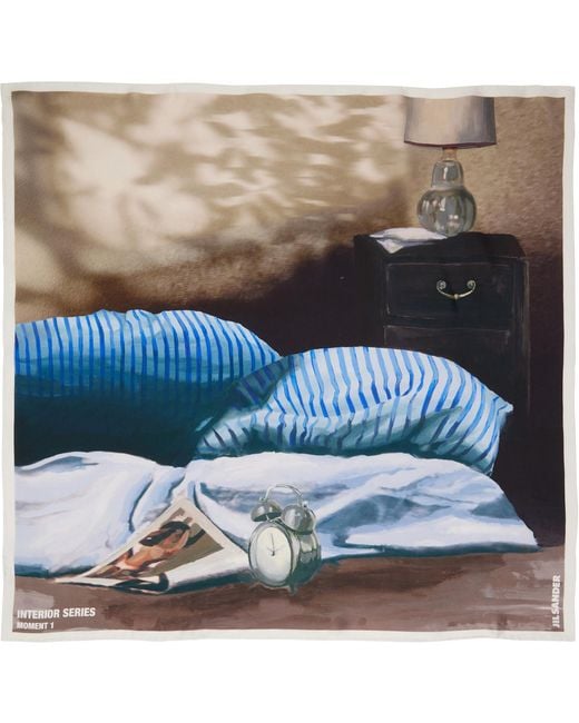 Jil Sander Blue Silk Scarf