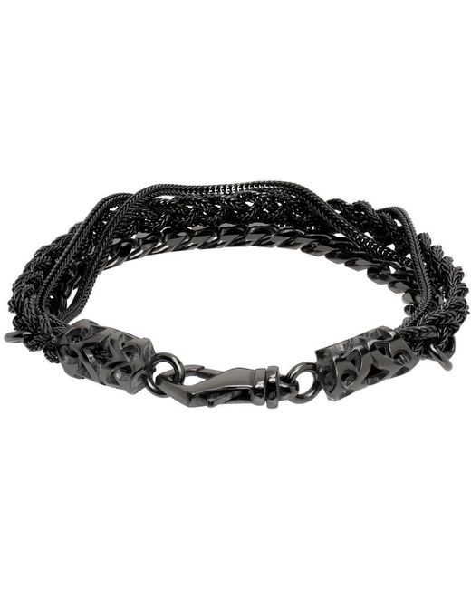 Emanuele Bicocchi Black 'chain And Braided' Bracelet for men