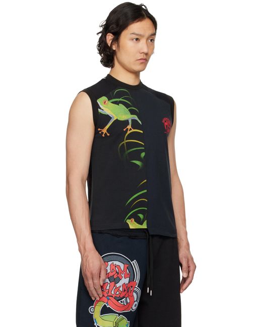 メンズ MARINE SERRE ブラック Regenerated Graphic T-Shirts タンクトップ Black