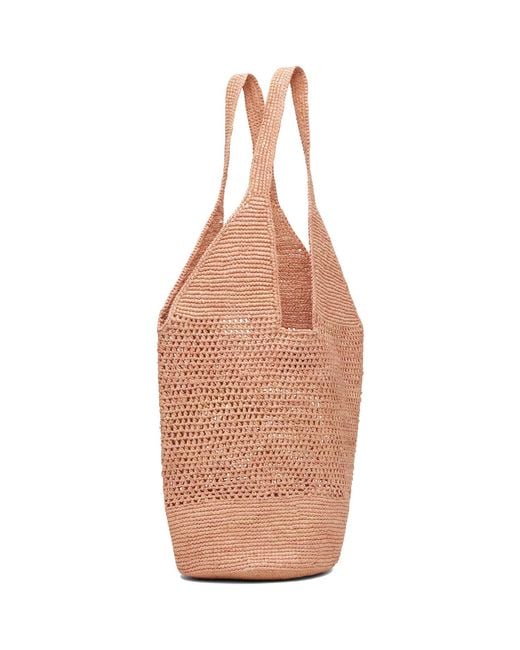 Anine Bing Brown Leah Logo Raffia Bag