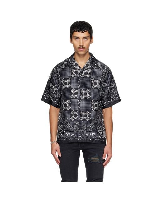 Amiri Black Ma Check Camp Shirt for men