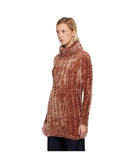 Dries Van Noten Red Long Viscose Turtleneck