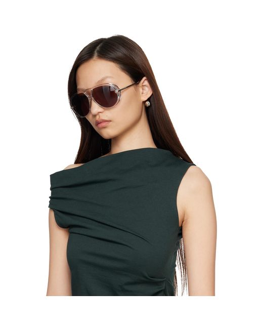 Bottega Veneta Black Transparent Drop Aviator Sunglasses