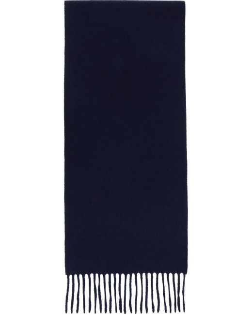 Acne Blue Navy Fringe Wool Scarf for men