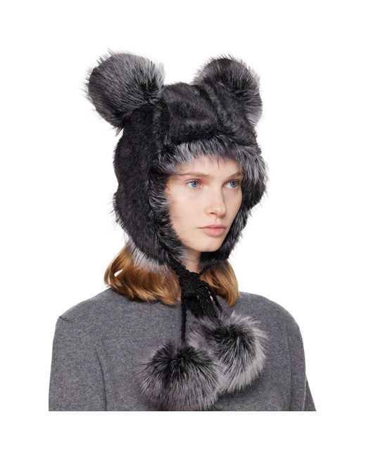 Anna Sui Gray Ssense Exclusive & Faux Fur Teddy Bear Hat