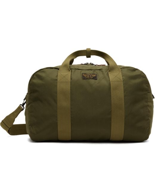 RRL Green Khaki Nylon Utility Kit Duffle Bag for men