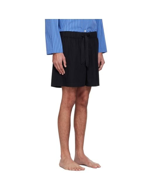 Tekla Black Poplin Pyjama Shorts for men