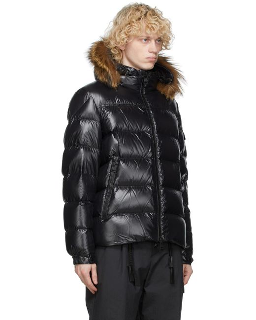 Moncler Black Down Marque Jacket for Men | Lyst UK