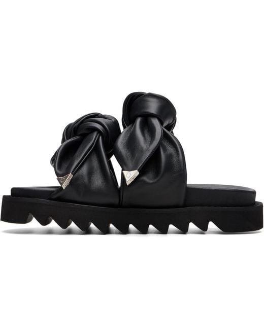 Toga Black Leather Flat Sandals