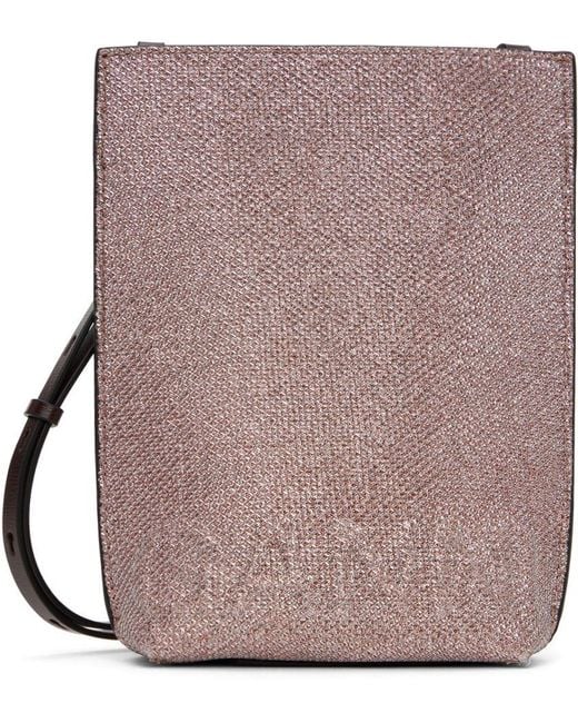 Ganni Pink Small Glitter Banner Crossbody Bag in Brown Lyst