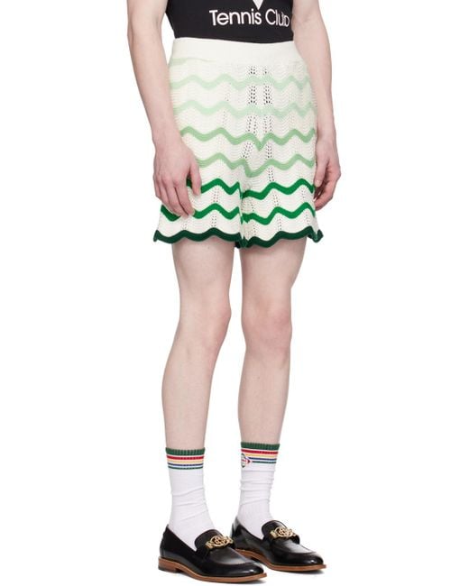 Casablancabrand Green Wavy Gradient Shorts for men