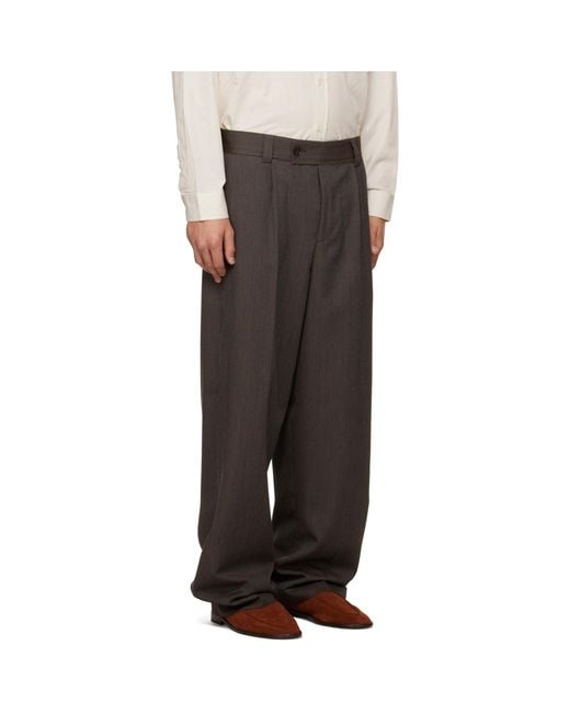 mfpen Gray Taupe Patch Trousers for men