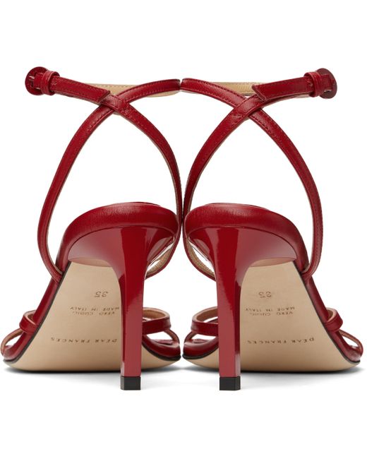 Dear Frances レッド Criss レザー ヒールサンダル Red
