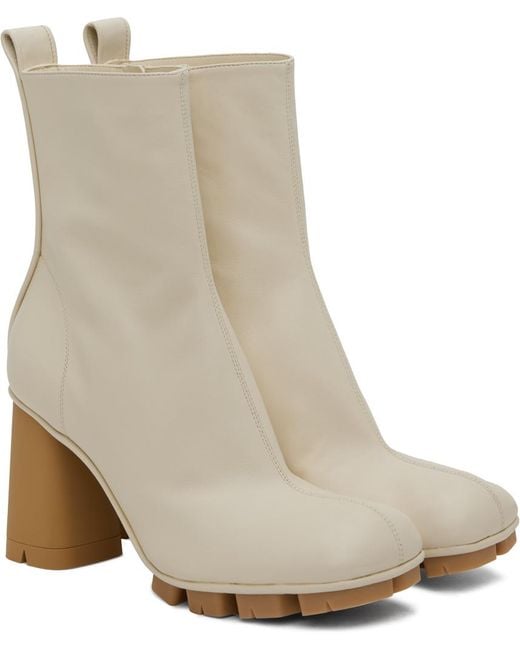 Bottega Veneta White Off- Shore Ankle Boots