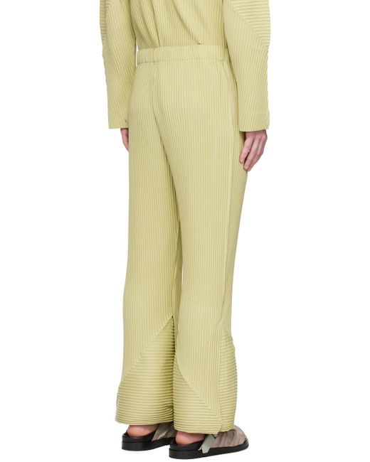 Homme Plissé Issey Miyake Yellow Homme Plissé Issey Miyake Green Stem Trousers for men