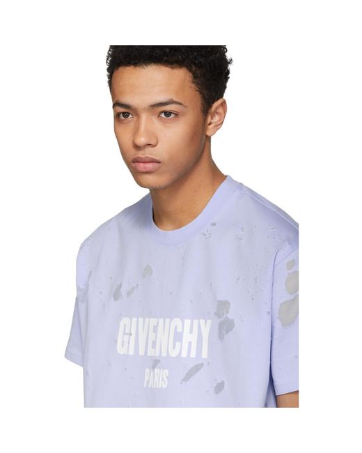 givenchy blue distressed t shirt