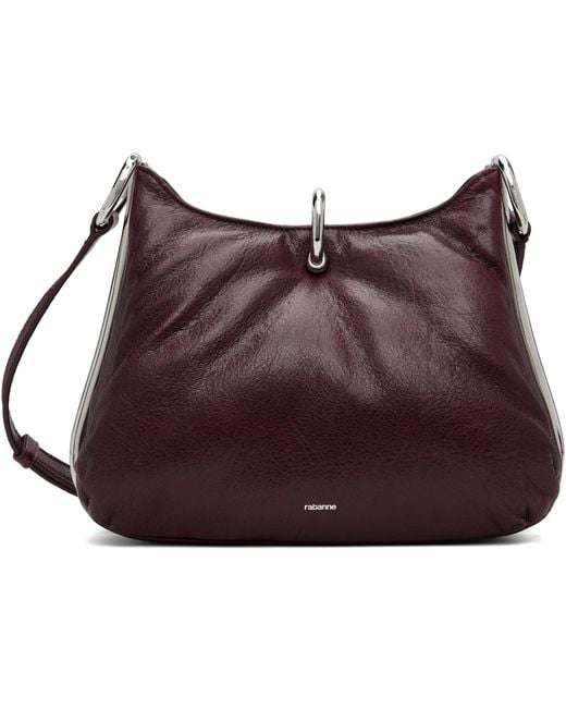 Rabanne Purple Burgundy Small Ring Leather Bag