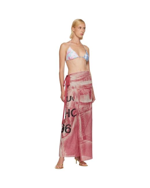 Acne Pink Thin Printed Scarf