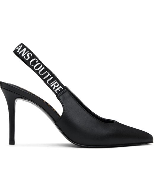 Versace Jeans Couture Black Logo Scarlett Slingback Heels