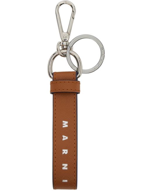 Porte-clés brun clair à logo Marni pour homme en coloris Black