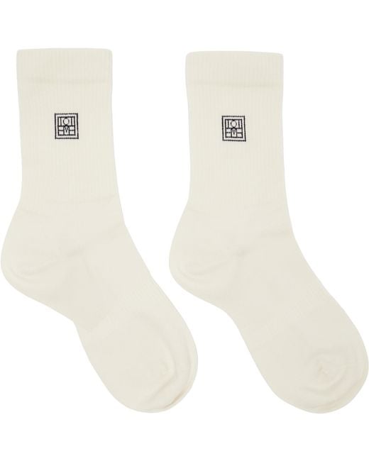 Totême White Two-Pack Off- Monogram Socks