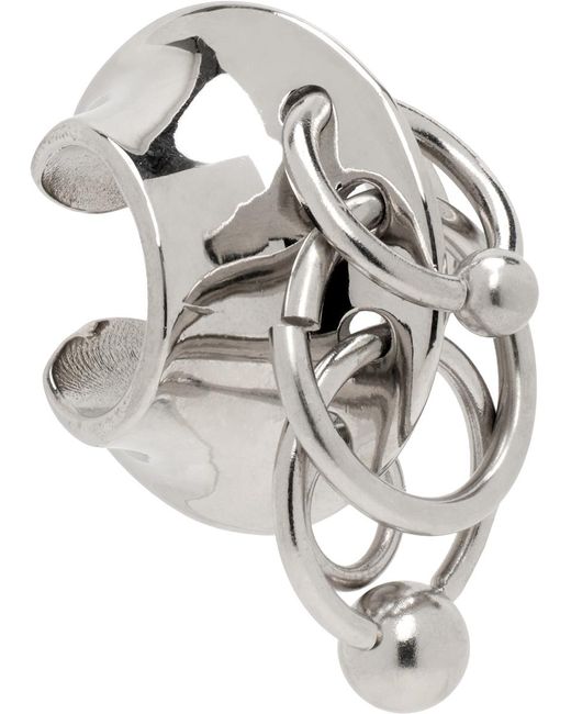 Bijou d'oreille unique argenté à anneaux circulaires Jean Paul Gaultier en coloris Gray