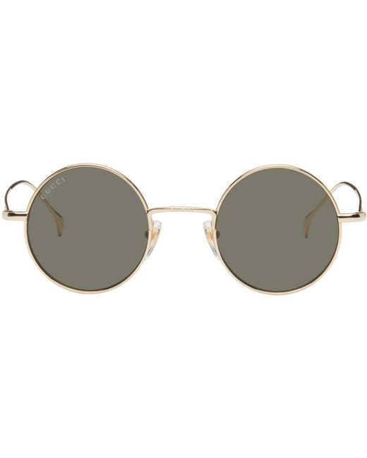 Gucci Black Gold Round Sunglasses for men