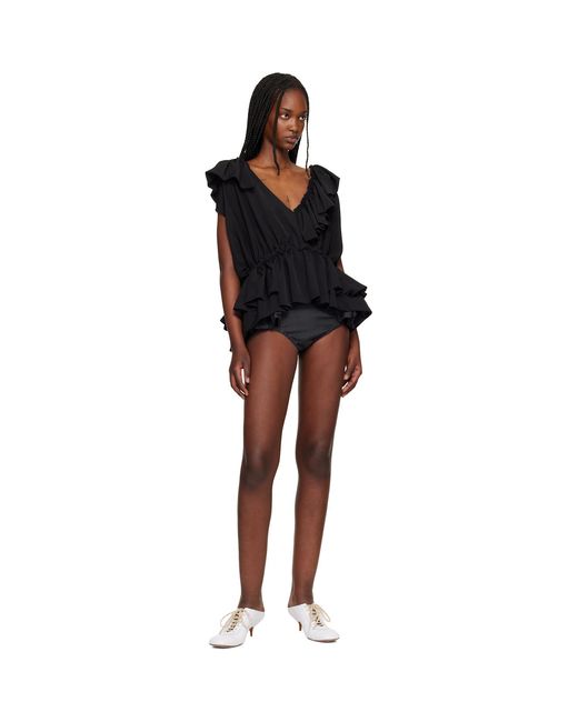 Dries Van Noten Black Ruffled Blouse