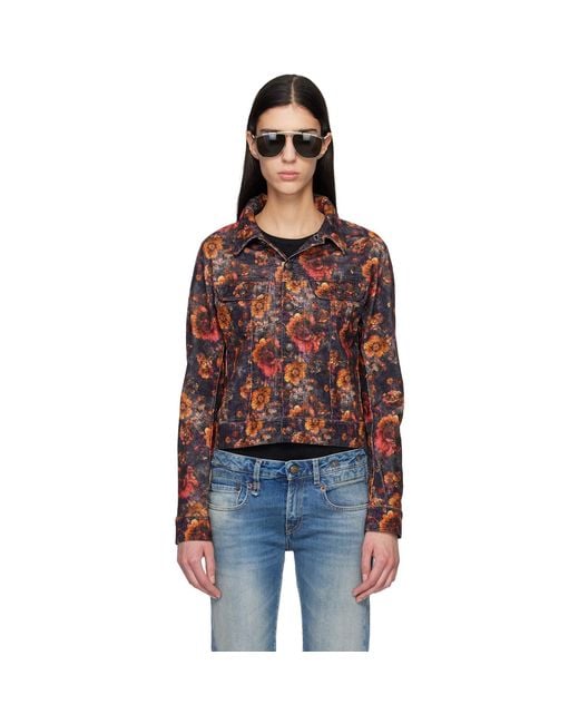 R13 Orange Skinny Denim Trucker Jacket