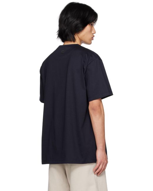 Wooyoungmi Blue Navy Printed T-shirt for men