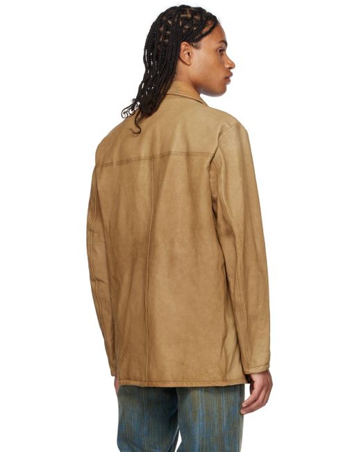 DIESEL Multicolor Tan L-nico Leather Jacket for men