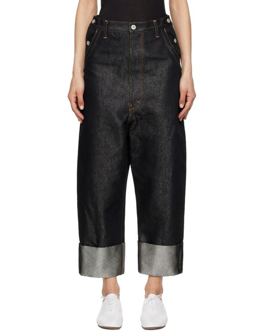 Junya Watanabe Black Cotton Cupro Glitter Denim Jeans