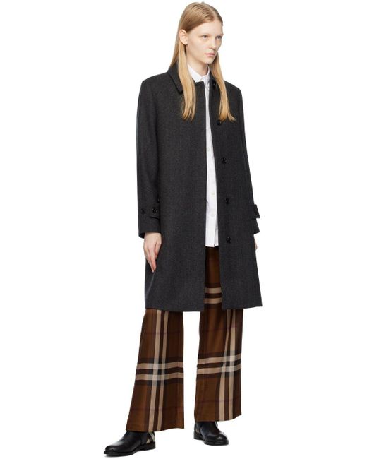 Burberry Gray Herringbone Coat in Black Lyst
